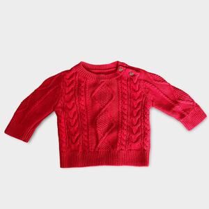 Gap Infant Baby Boy Girl Unisex Red Knit Long Sleeve Sweater 3-6mos Holiday